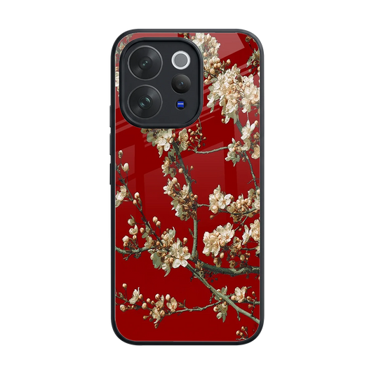 Scarlet Petals back phone cover | glass case for vivo v70