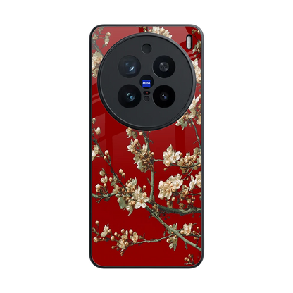 Scarlet Petals back phone cover | glass case for vivo x200 pro