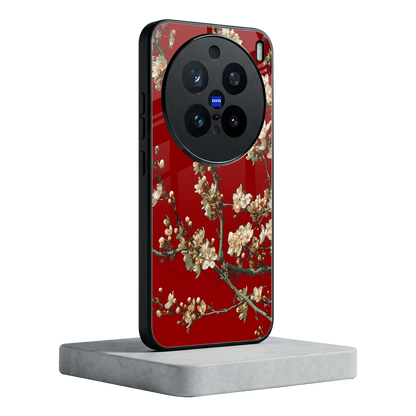 Scarlet Petals vivo x200 pro mobile cover | shockproof glass phone case