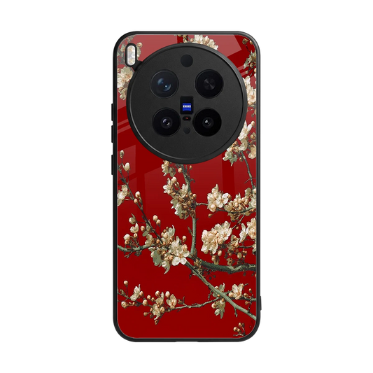 Scarlet Petals back phone cover | glass case for vivo x300 pro