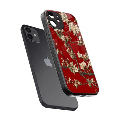 Scarlet Petals sleek iphone 12 cover with tempered glass back and TPU edges