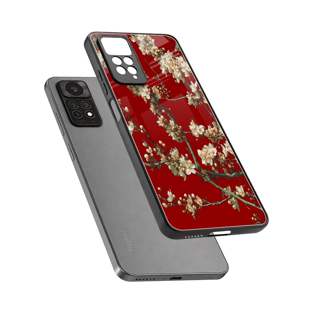 Scarlet Petals sleek redmi note 11 pro cover with tempered glass back and TPU edges