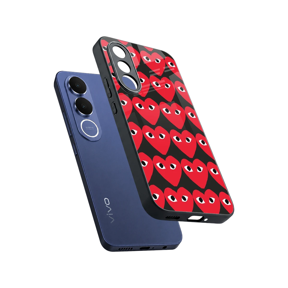 Scarlet Stare sleek vivo v70 fe cover with tempered glass back and TPU edges