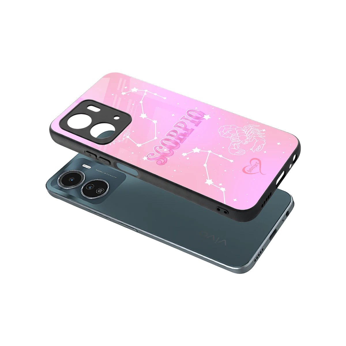 Scorpio Aura sleek vivo y16 cover with tempered glass back and TPU edges