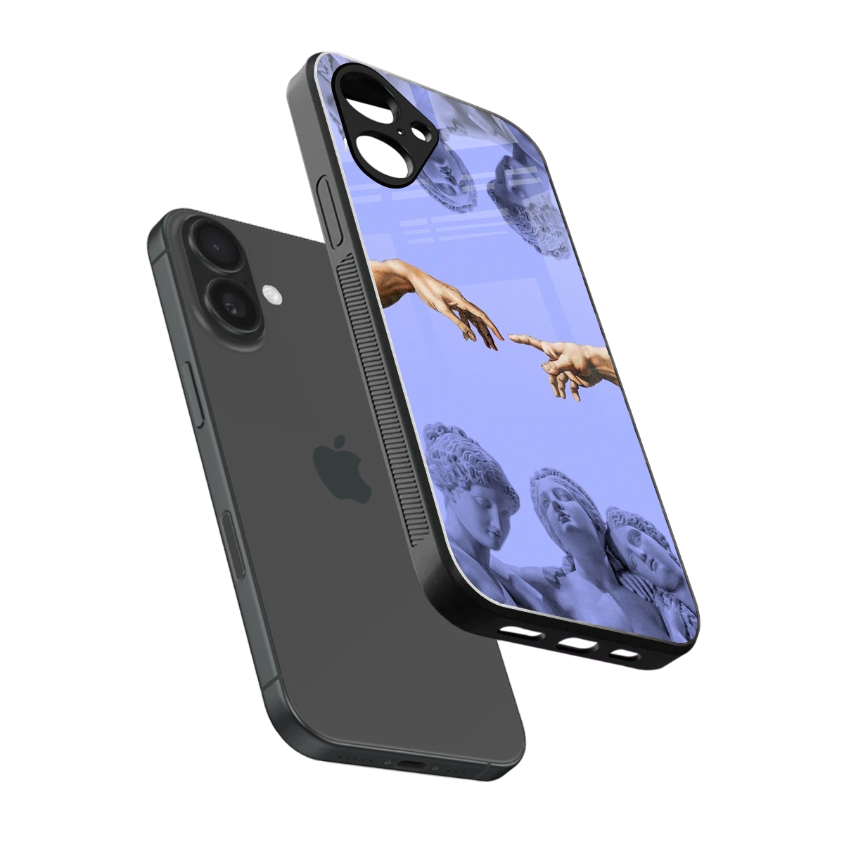 Sculpted Elegance sleek iPhone 16 cover with tempered glass back and TPU edges