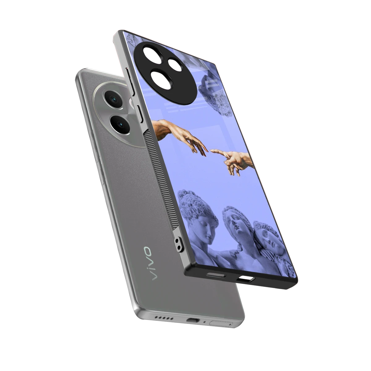 Sculpted Elegance sleek vivo v30e cover with tempered glass back and TPU edges