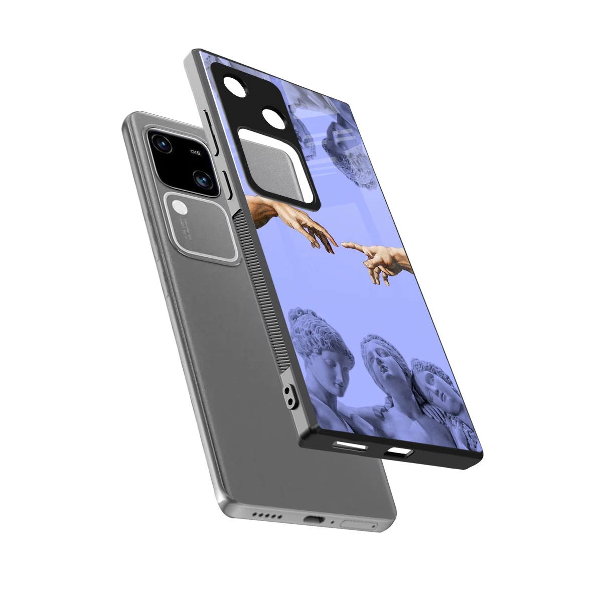 Sculpted Elegance sleek vivo v30 cover with tempered glass back and TPU edges