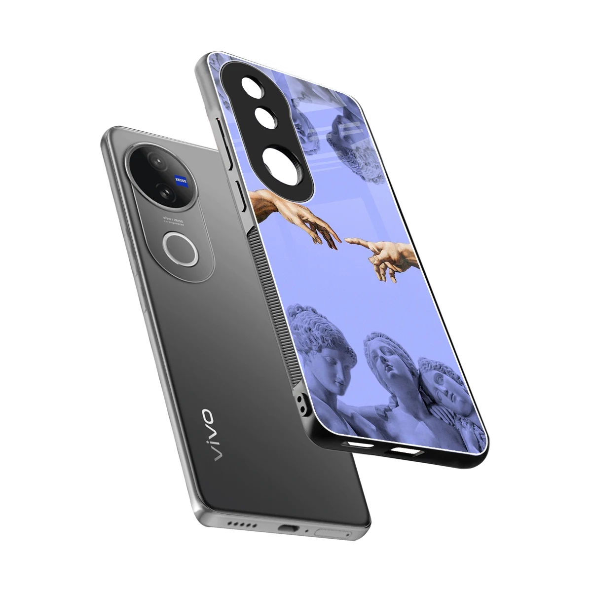 Sculpted Elegance sleek vivo v50 cover with tempered glass back and TPU edges