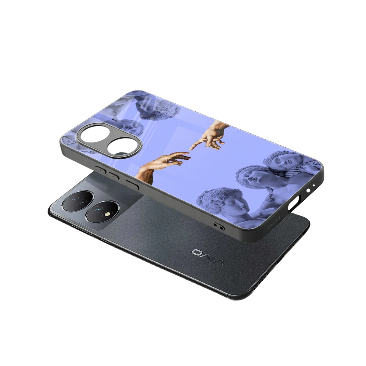 Sculpted Elegance sleek Vivo-y100 cover with tempered glass back and TPU edges