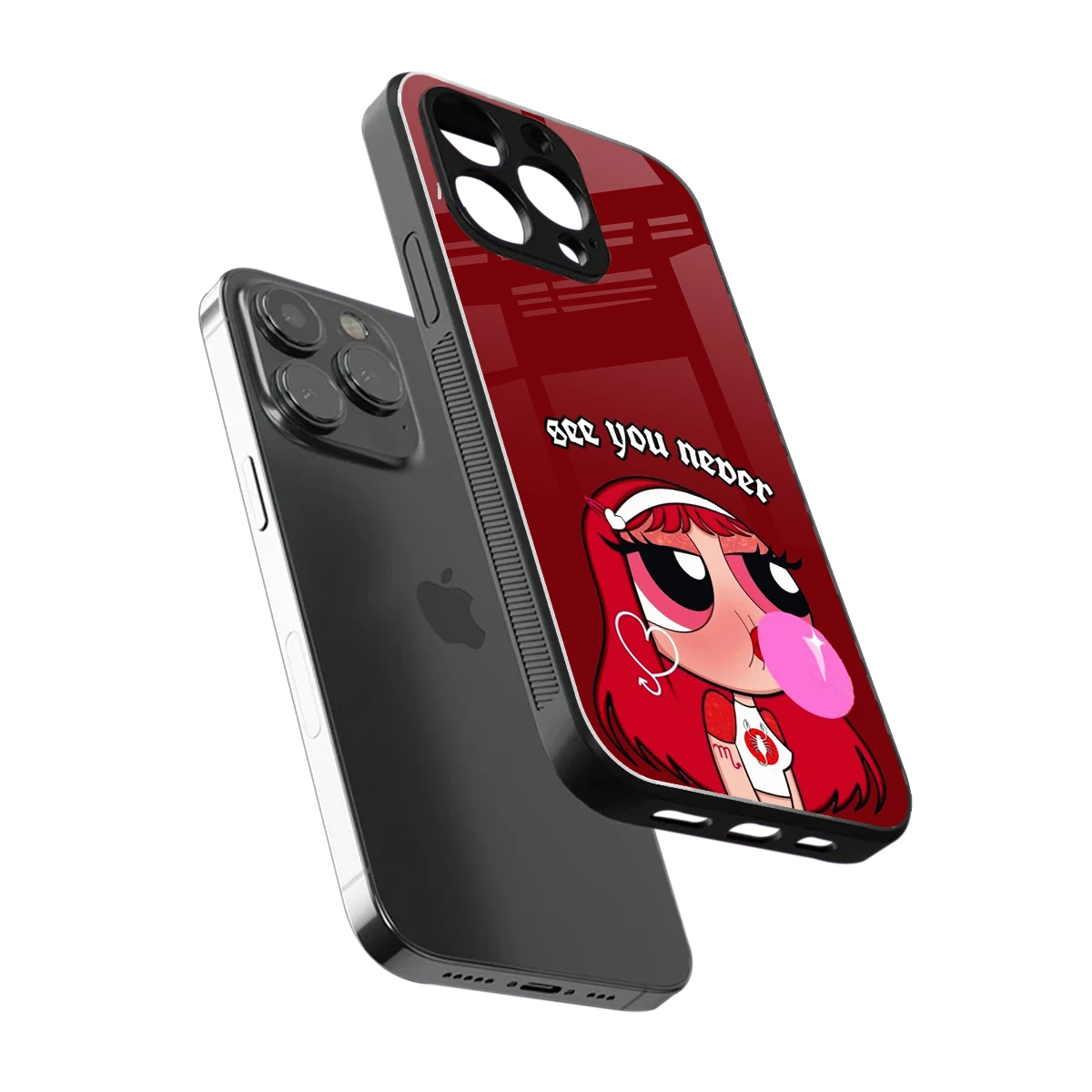 See You Never sleek iphone 13 pro cover with tempered glass back and TPU edges