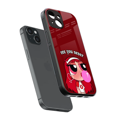 See You Never sleek iphone 14 cover with tempered glass back and TPU edges