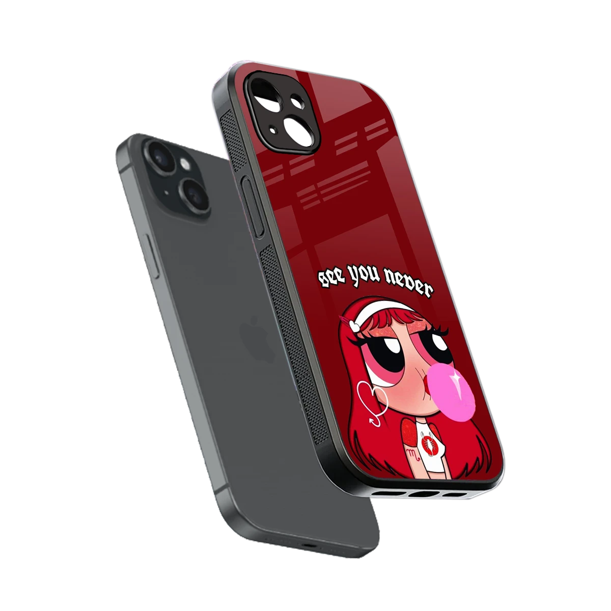 See You Never sleek iphone 15 plus cover with tempered glass back and TPU edges