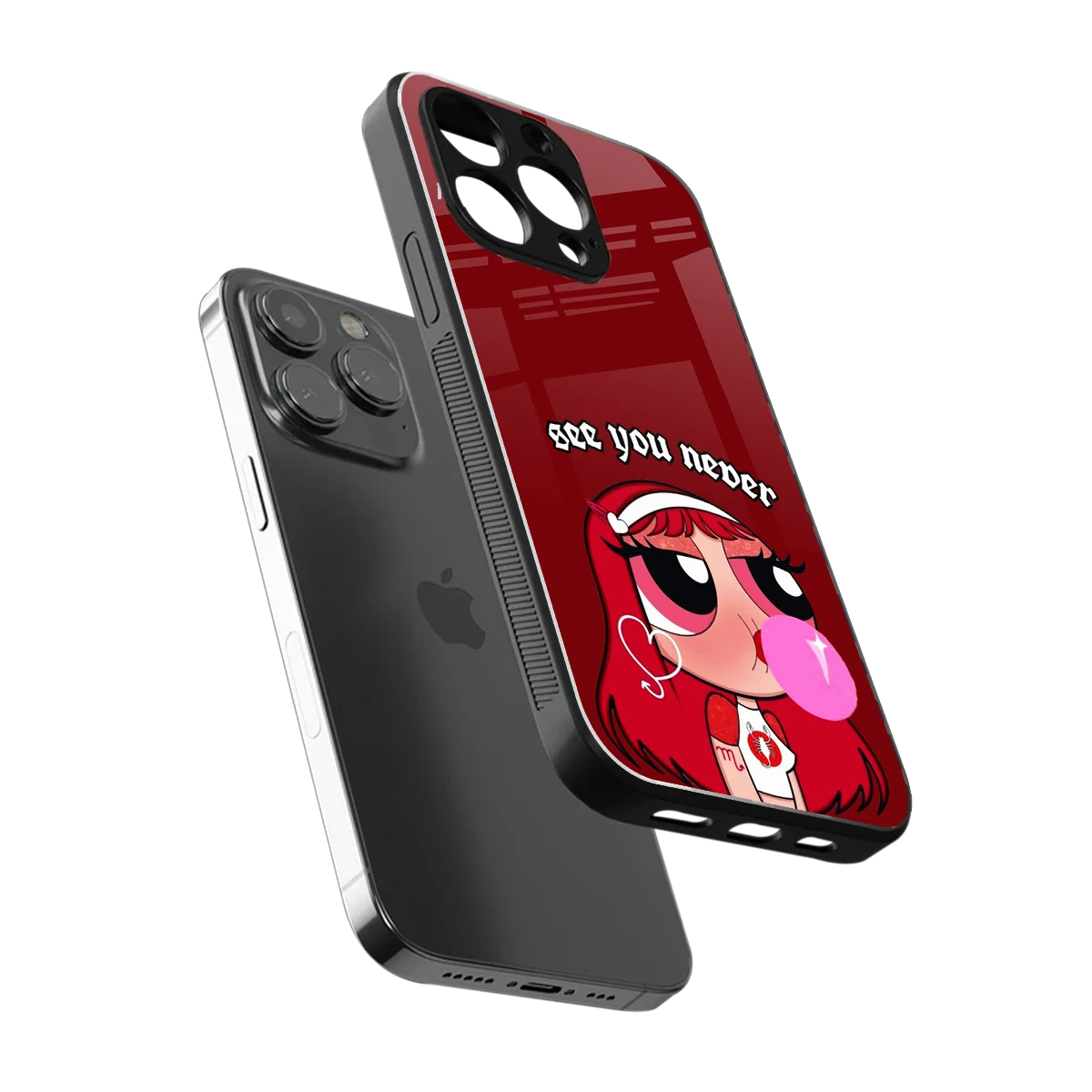 See You Never sleek iphone 15 pro max cover with tempered glass back and TPU edges