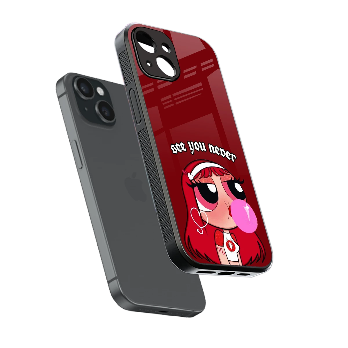 See You Never sleek iphone 15 cover with tempered glass back and TPU edges