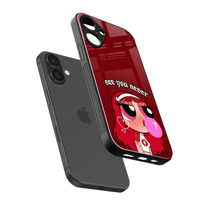 See You Never sleek iphone 16 plus cover with tempered glass back and TPU edges