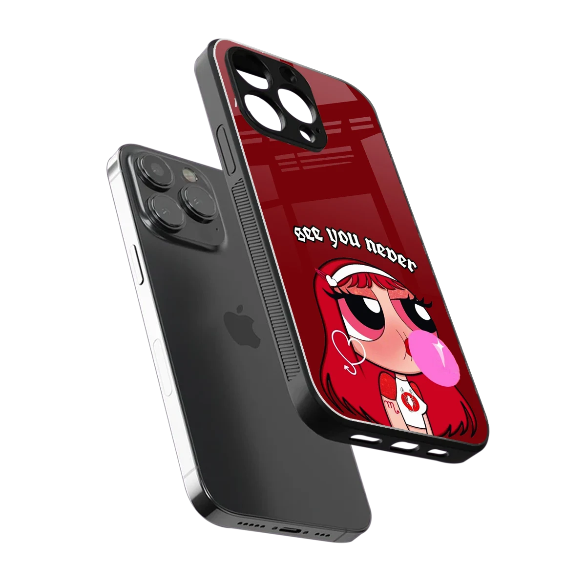 See You Never sleek iphone 16 pro max cover with tempered glass back and TPU edges