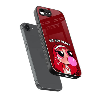 See You Never sleek iphone 16e cover with tempered glass back and TPU edges