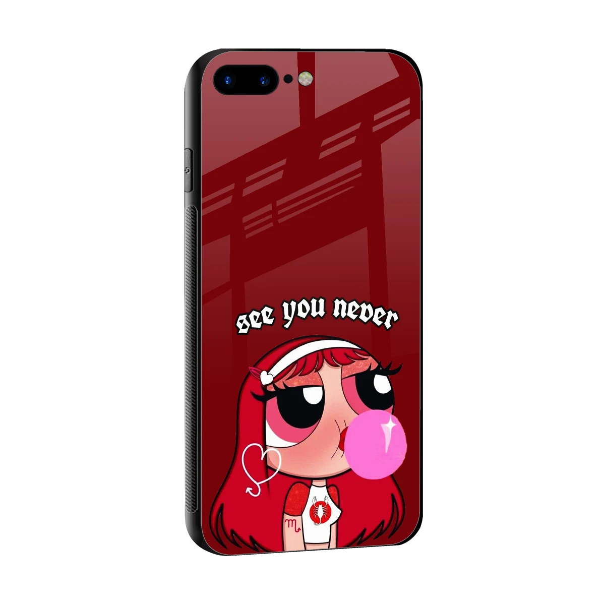See You Never sleek iphone 8 plus cover with tempered glass back and TPU edges