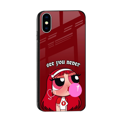 See You Never sleek iphone x cover with tempered glass back and TPU edges