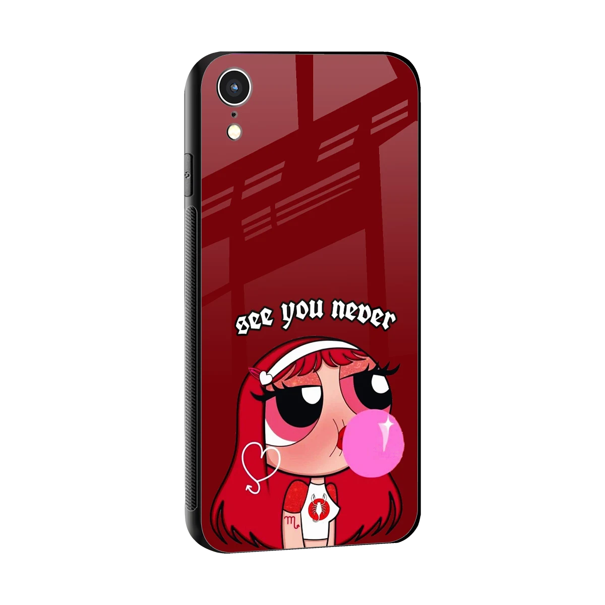 See You Never sleek iphone xr cover with tempered glass back and TPU edges