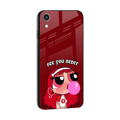 See You Never sleek iphone xr cover with tempered glass back and TPU edges