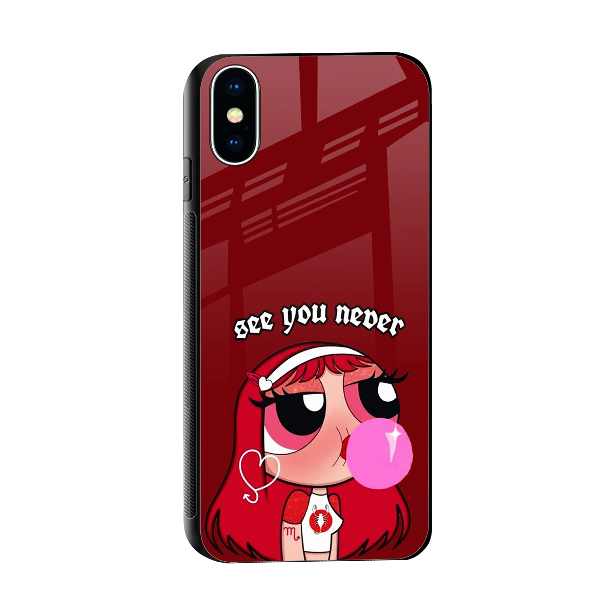 See You Never sleek iphone xs cover with tempered glass back and TPU edges