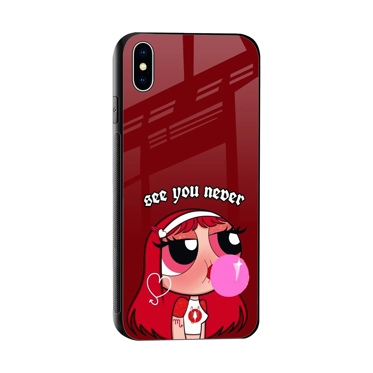 See You Never sleek iphone xs max cover with tempered glass back and TPU edges