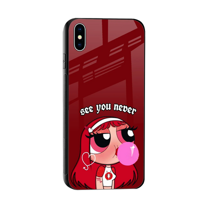 See You Never sleek iphone xs max cover with tempered glass back and TPU edges