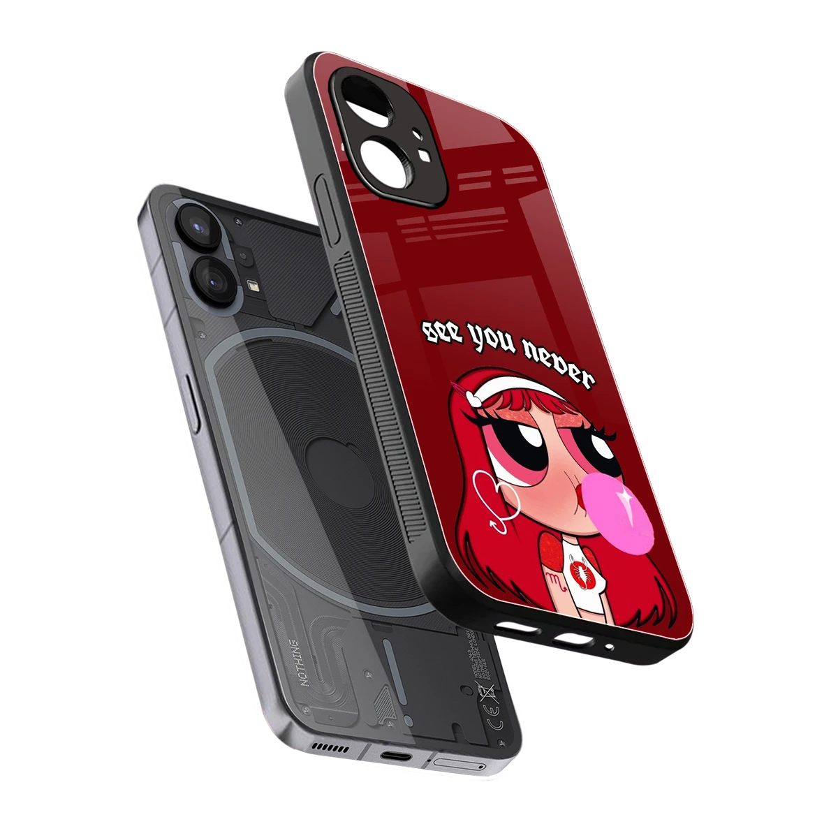 See You Never sleek nothing phone 1 cover with tempered glass back and TPU edges