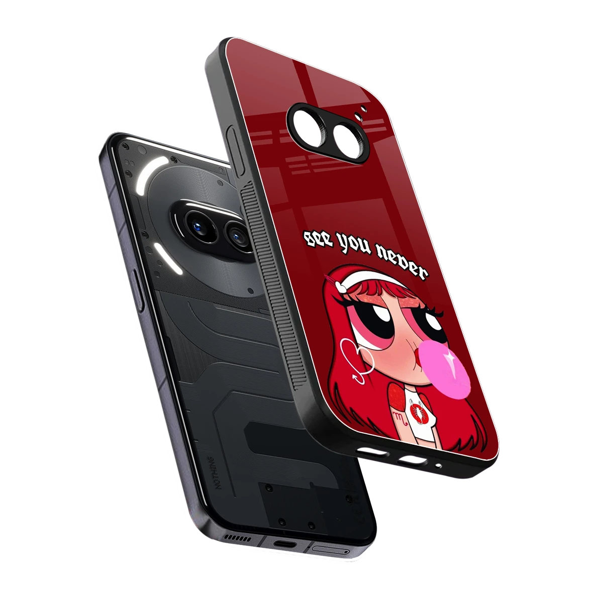 See You Never sleek nothing phone 2a plus cover with tempered glass back and TPU edges