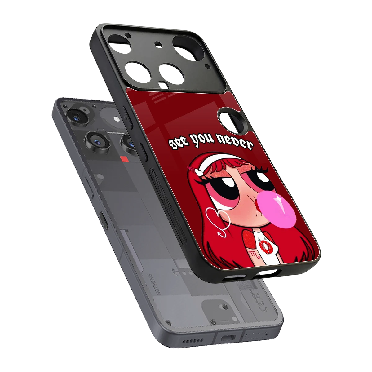 See You Never sleek nothing phone 3 cover with tempered glass back and TPU edges