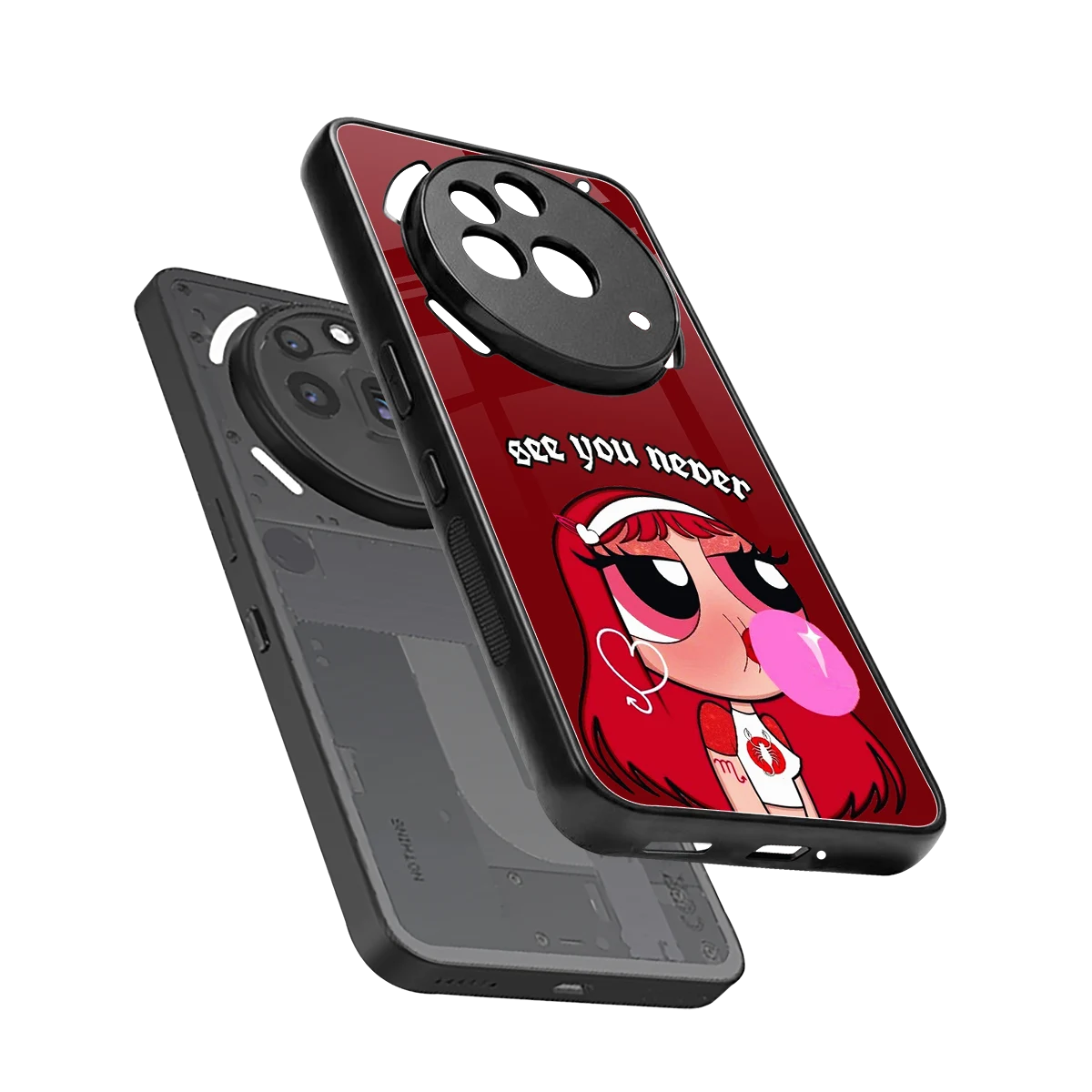 See You Never sleek nothing phone 3a pro cover with tempered glass back and TPU edges