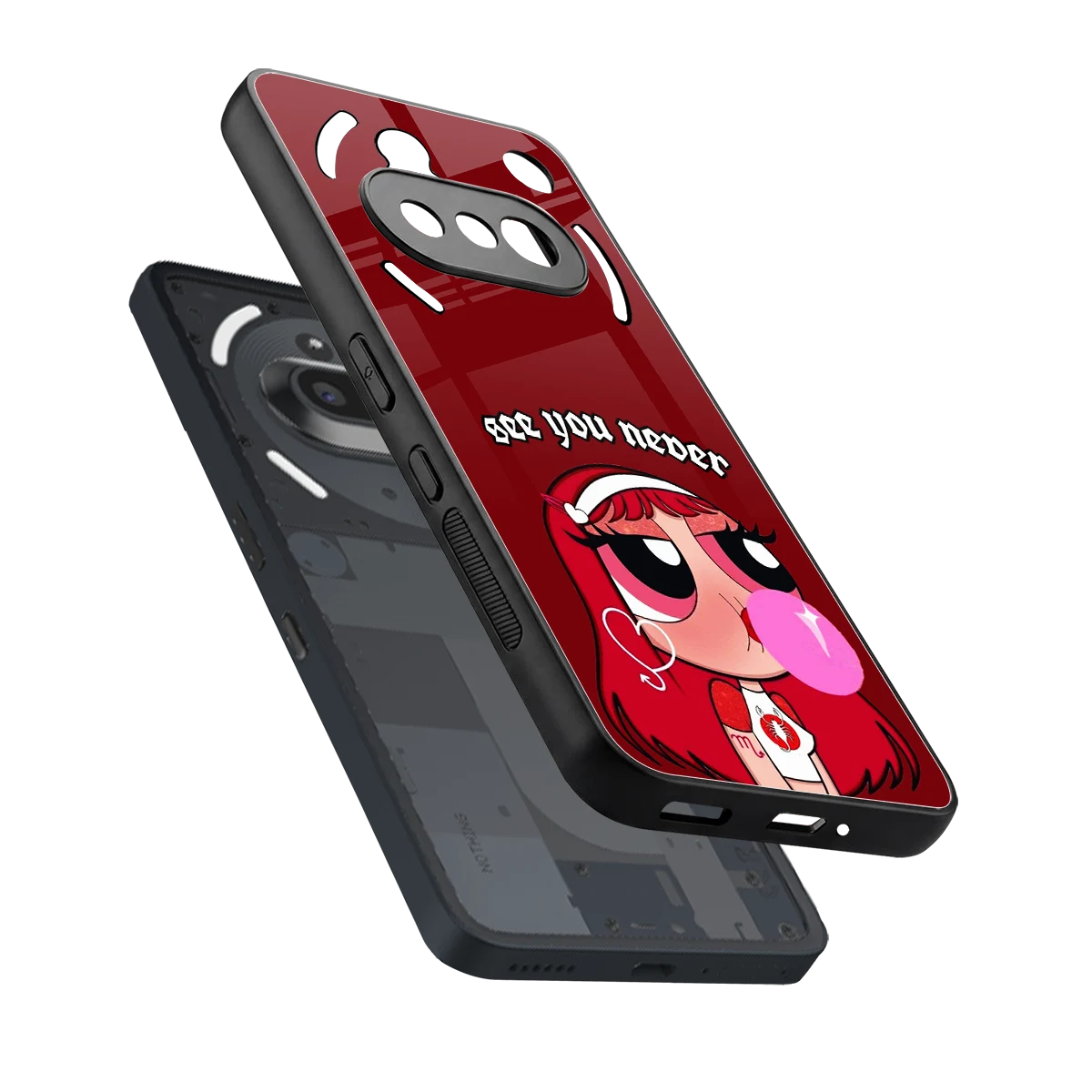 See You Never sleek nothing phone 3a cover with tempered glass back and TPU edges