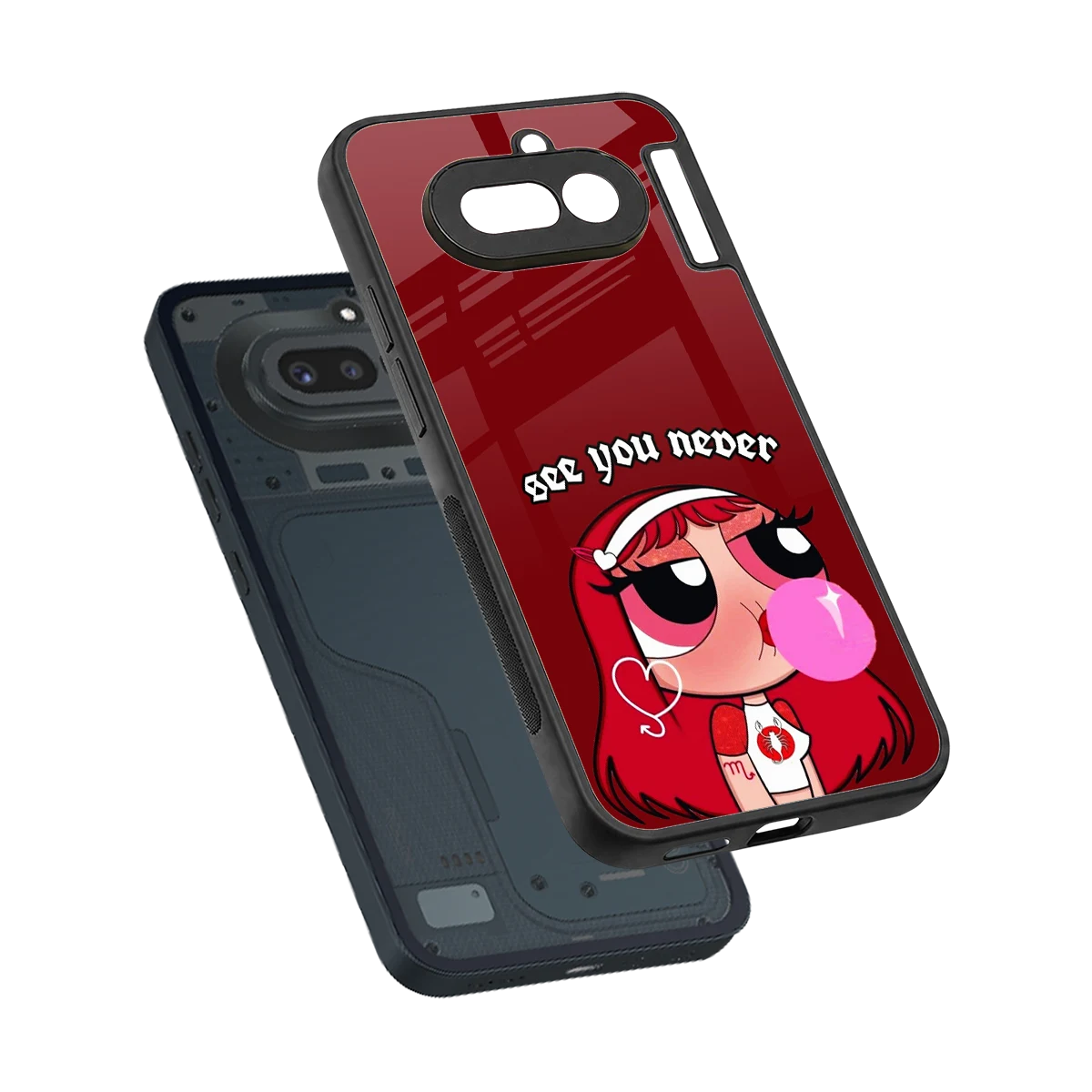 See You Never sleek nothing phone 4a cover with tempered glass back and TPU edges