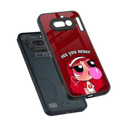 See You Never sleek nothing phone 4a cover with tempered glass back and TPU edges