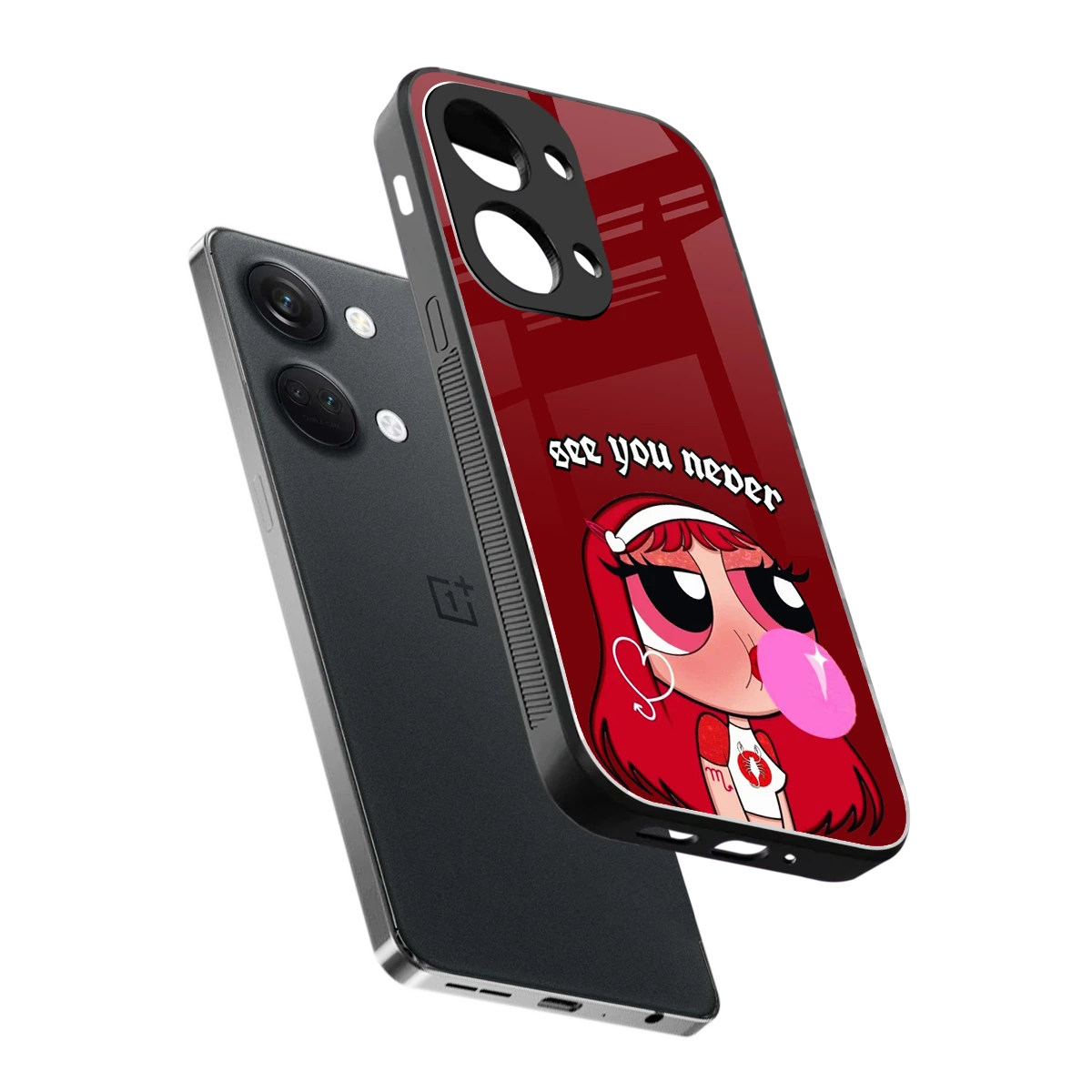 See You Never sleek oneplus nord 3 cover with tempered glass back and TPU edges