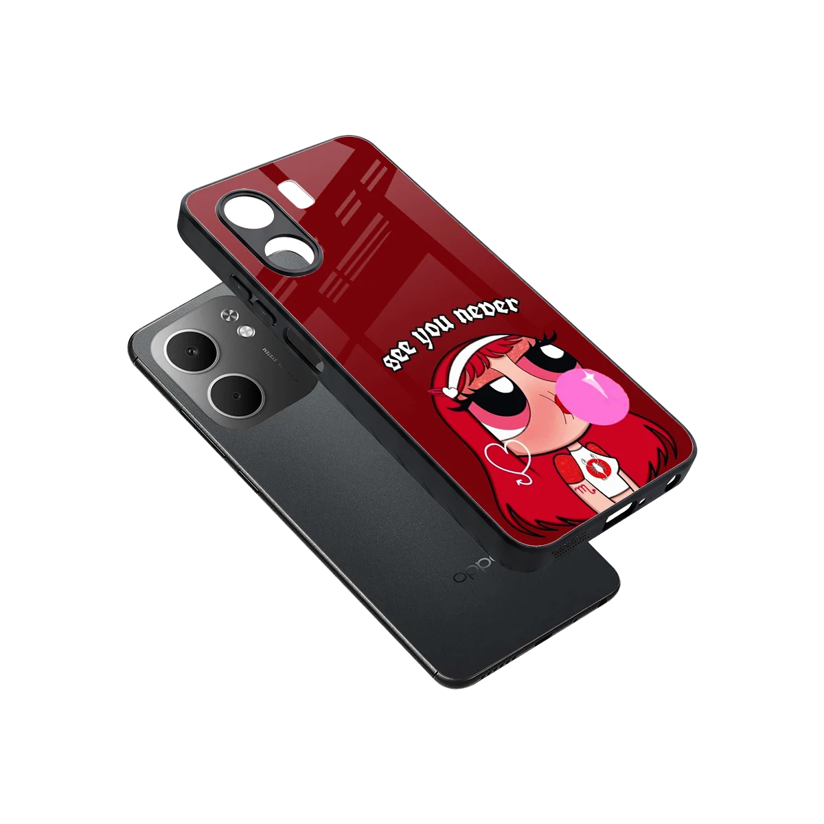 See You Never sleek oppo a5x 5g cover with tempered glass back and TPU edges