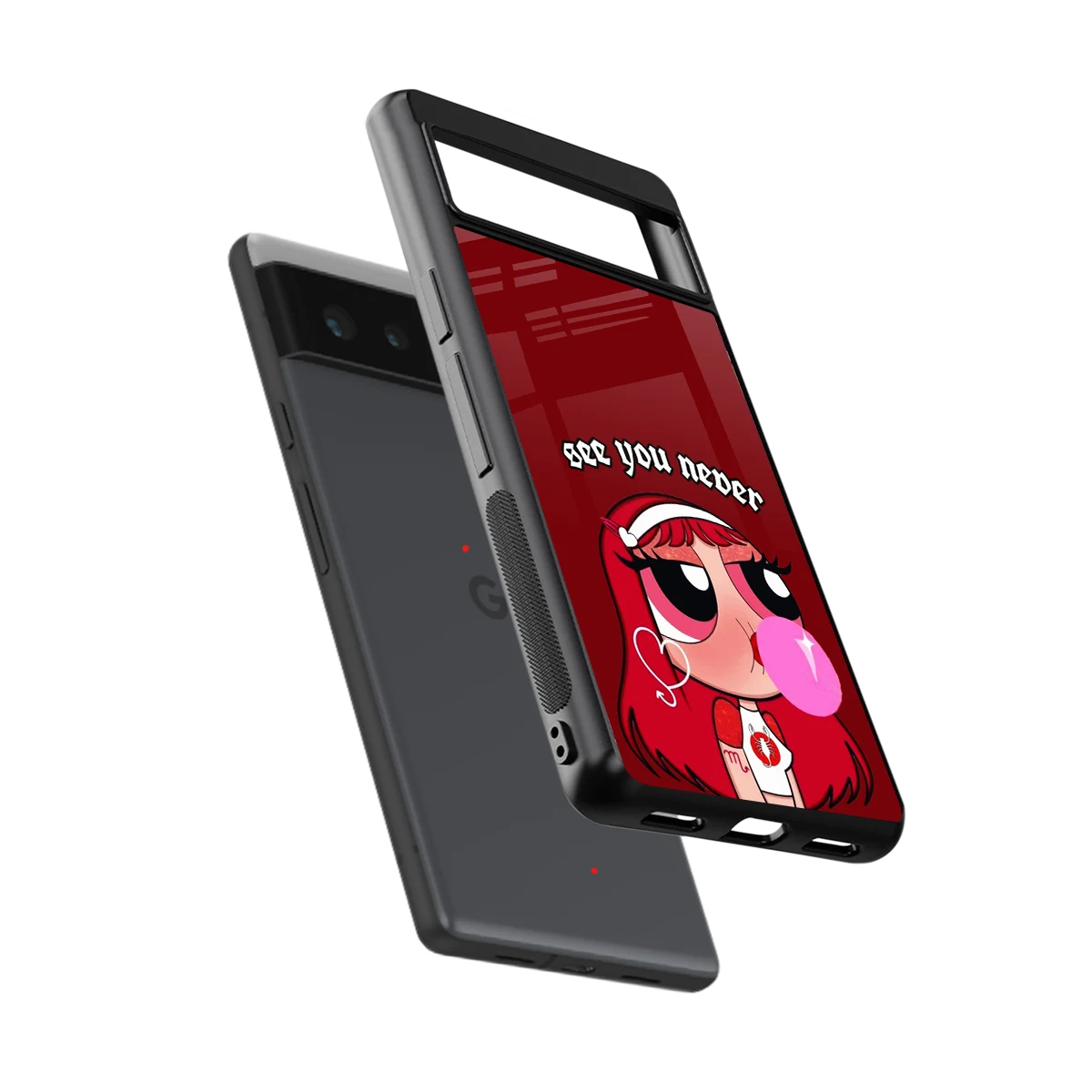 See You Never sleek google pixel 6a cover with tempered glass back and TPU edges