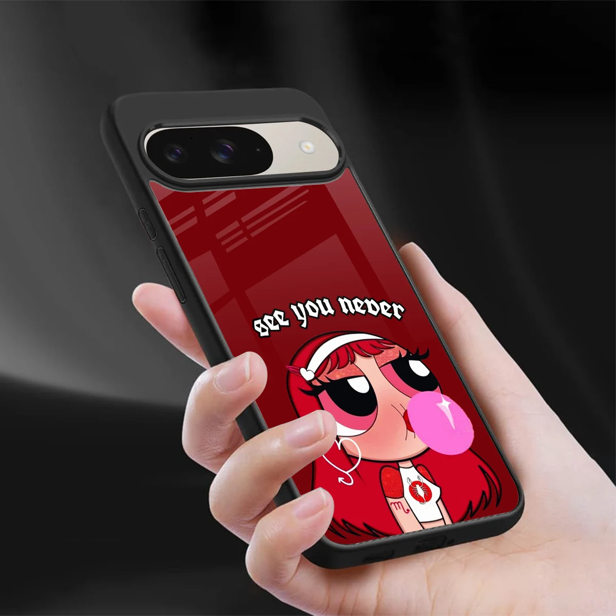 See You Never sleek google pixel 9 cover with tempered glass back and TPU edges