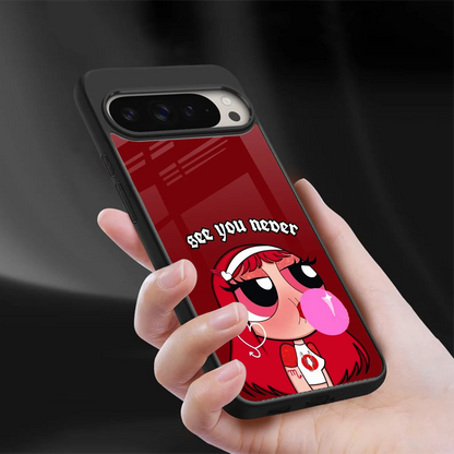 See You Never sleek google pixel 9 pro xl cover with tempered glass back and TPU edges