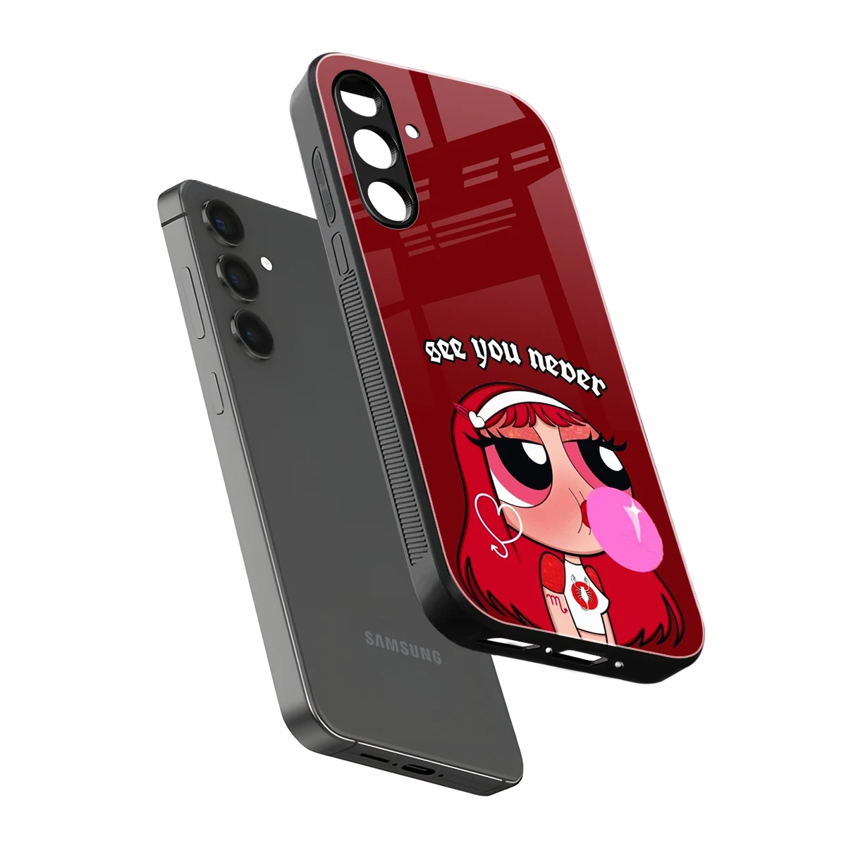 See You Never sleek samsung galaxy m35 5g cover with tempered glass back and TPU edges