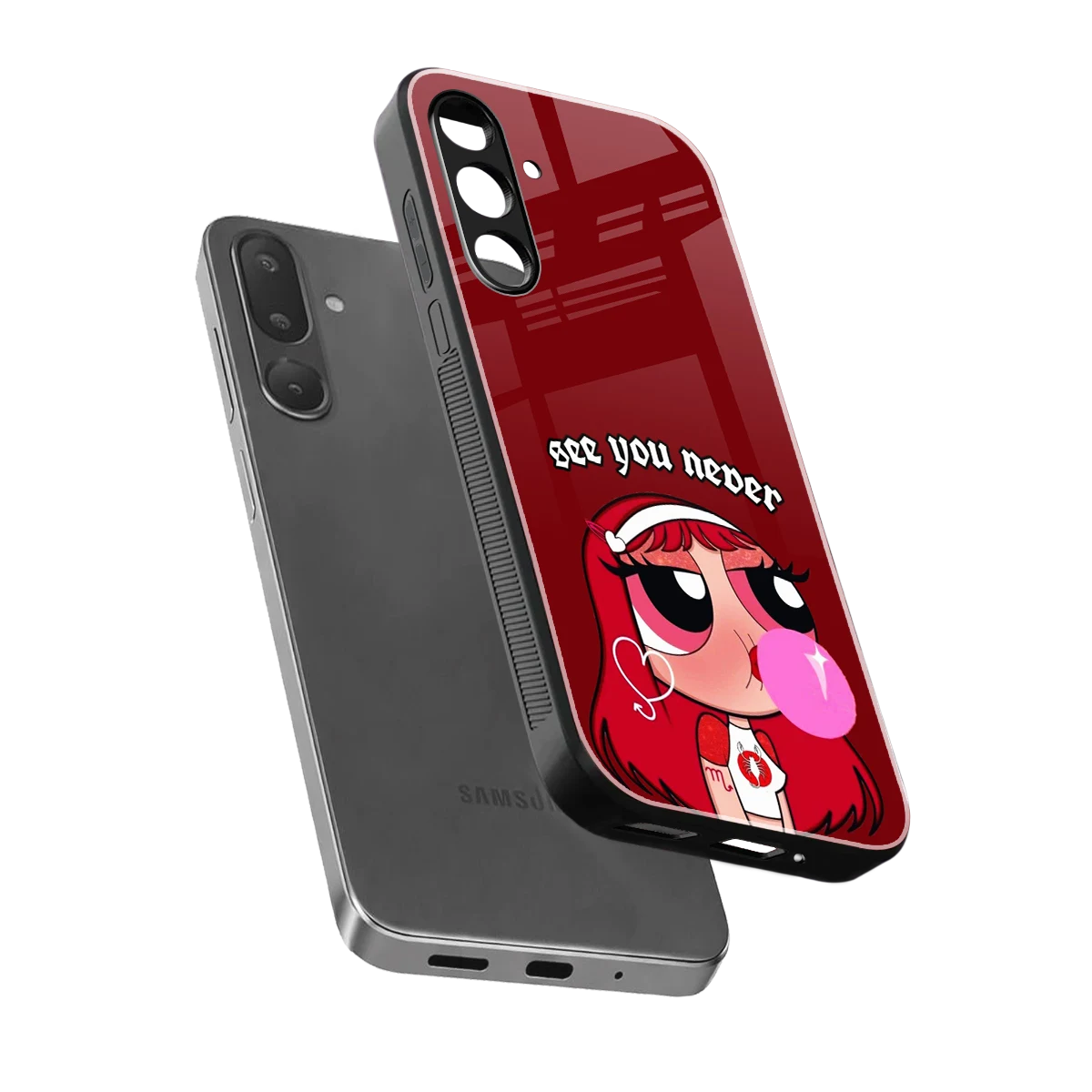 See You Never sleek samsung galaxy m36 5g cover with tempered glass back and TPU edges
