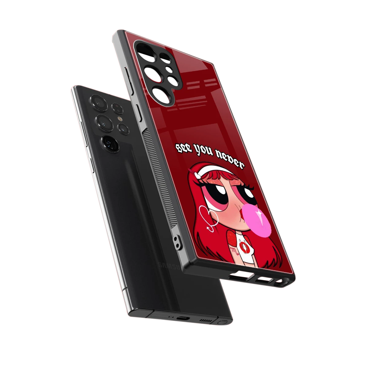 See You Never sleek samsung galaxy s23 ultra cover with tempered glass back and TPU edges