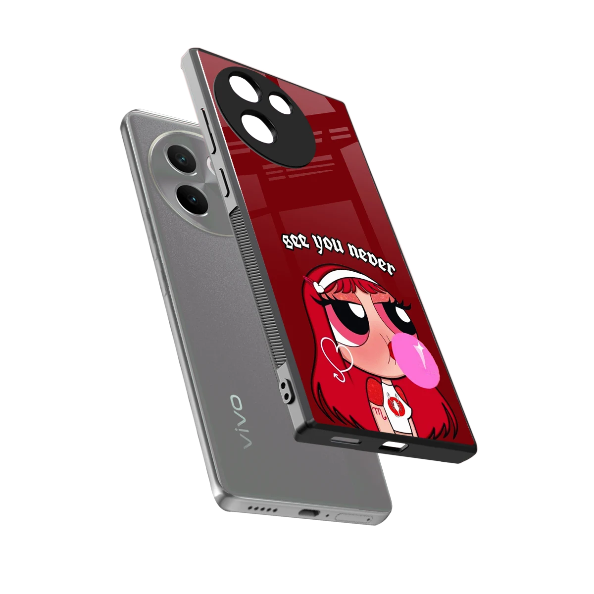 See You Never sleek vivo v30e cover with tempered glass back and TPU edges