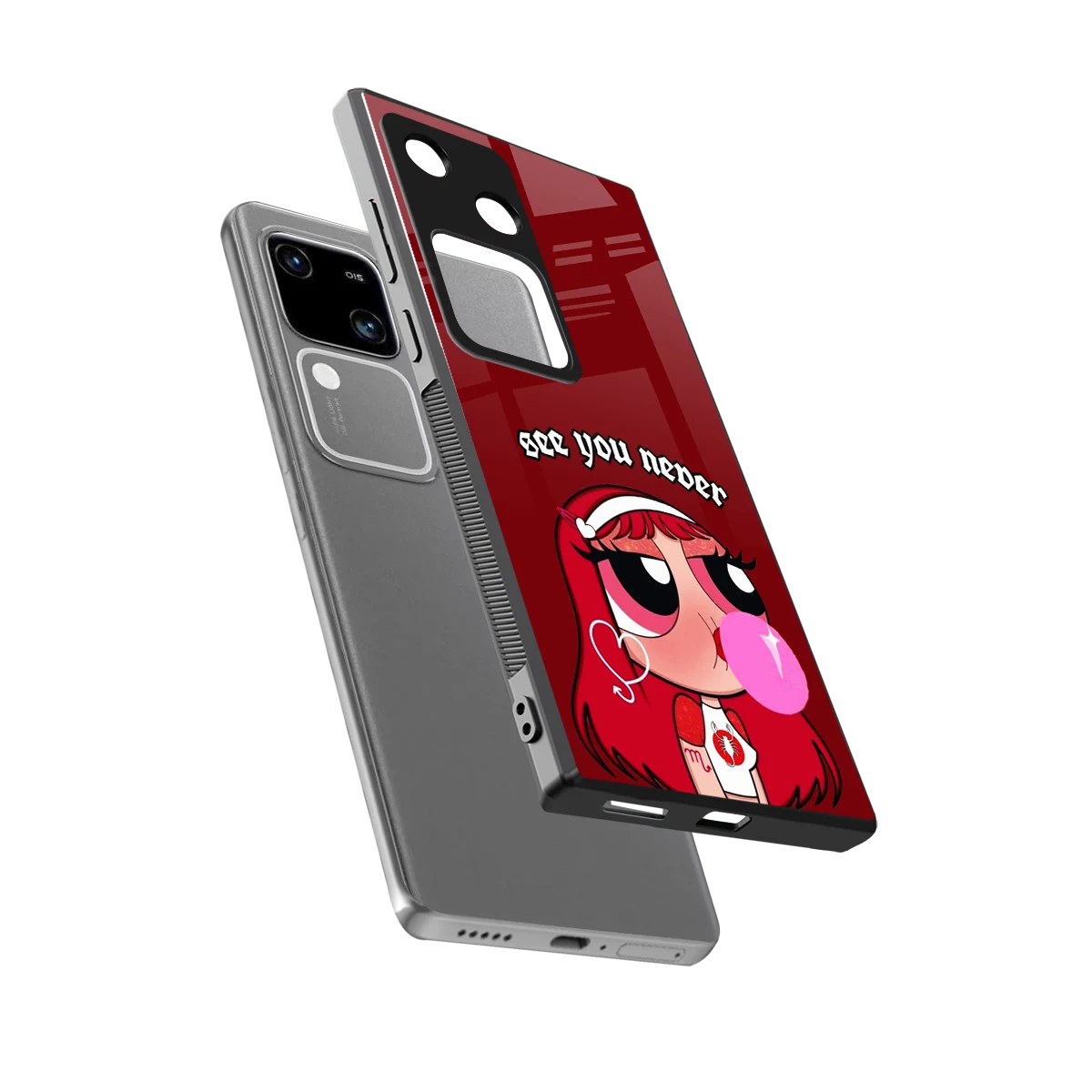 See You Never sleek vivo v30 cover with tempered glass back and TPU edges