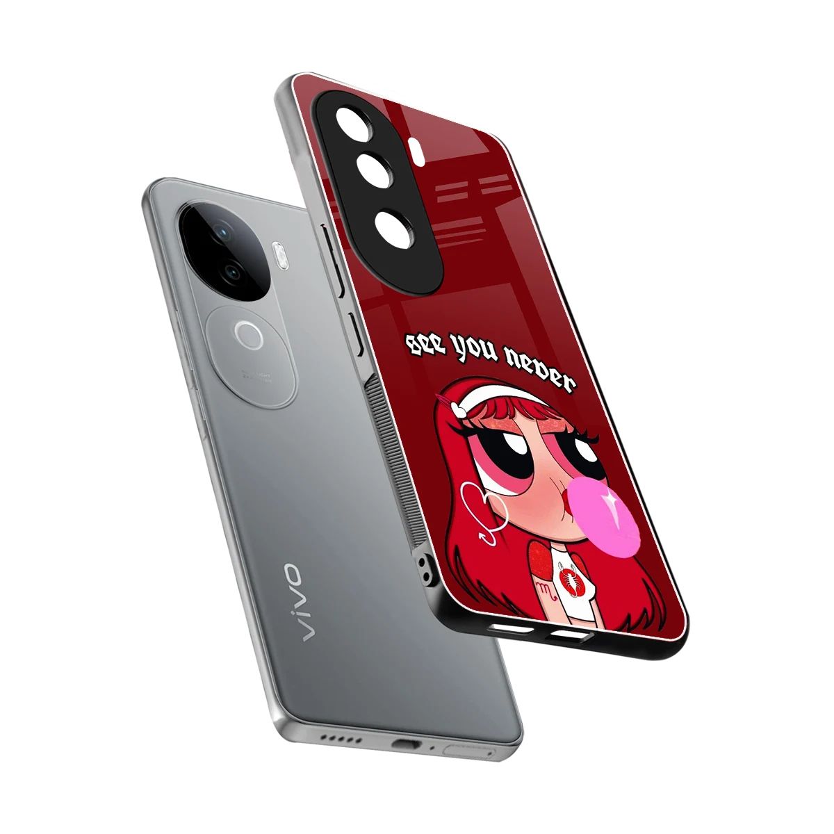 See You Never sleek vivo v40e cover with tempered glass back and TPU edges