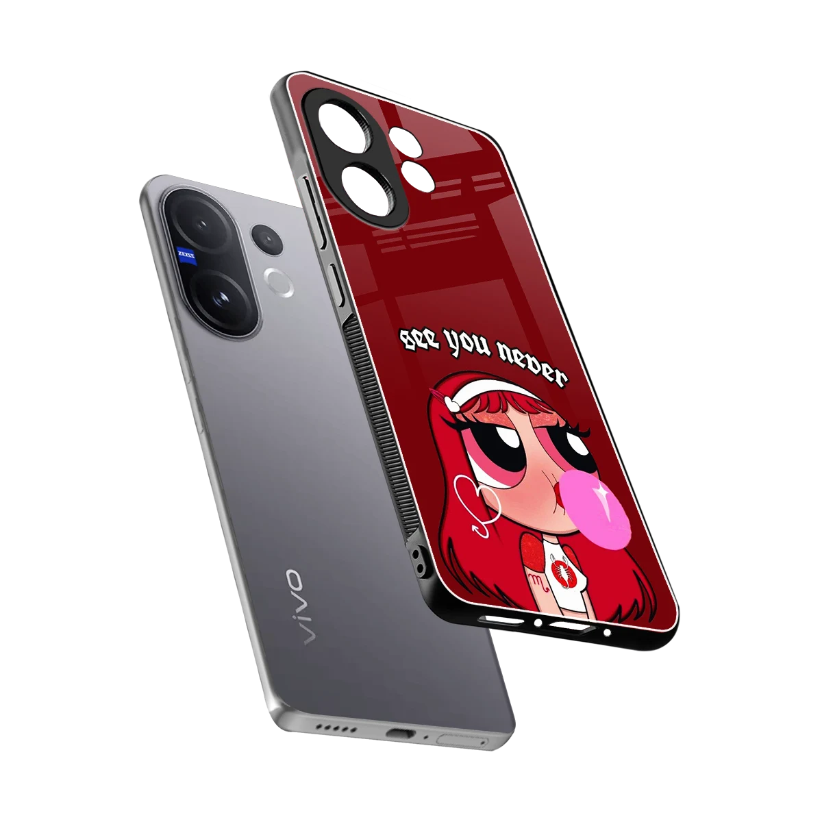 See You Never sleek vivo v60 cover with tempered glass back and TPU edges