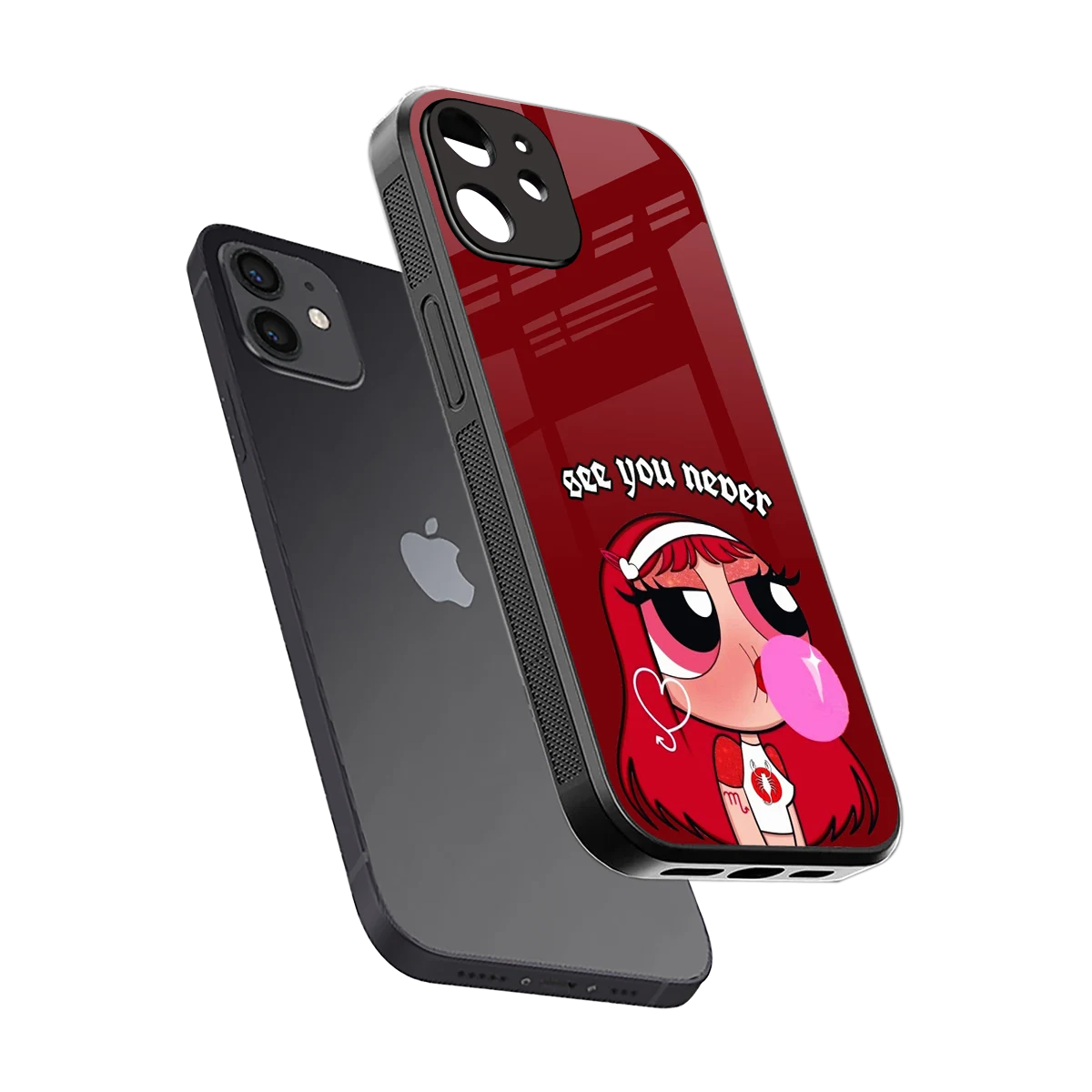 See You Never sleek iphone 12 cover with tempered glass back and TPU edges