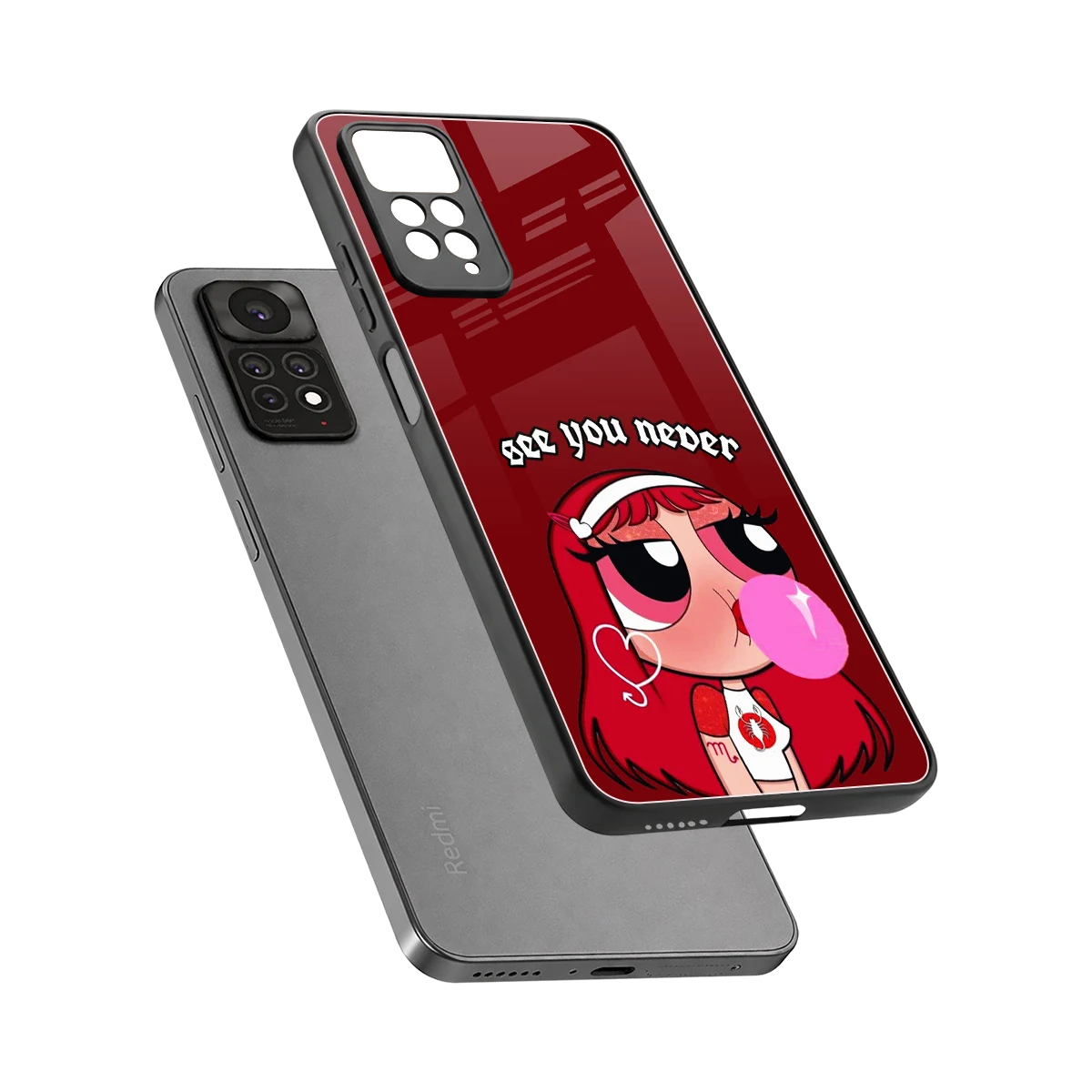 See You Never sleek redmi note 11 pro cover with tempered glass back and TPU edges
