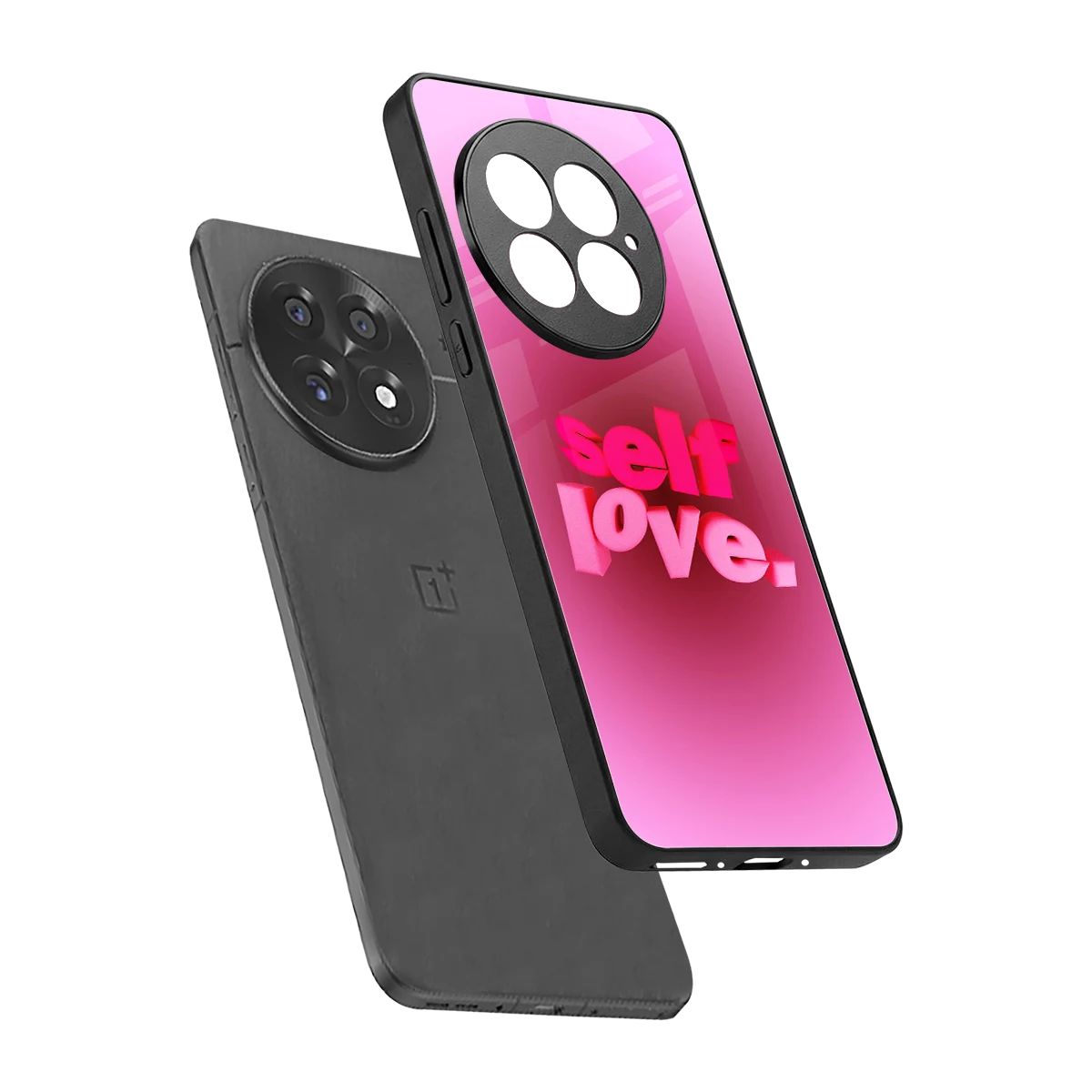 Self Love Aesthetic sleek oneplus 13 cover with tempered glass back and TPU edges